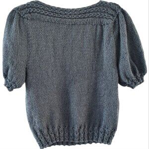 HANDKNIT Blue Chunky Short Sleeve Sweater Size Medium